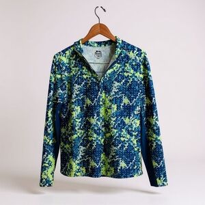 Slazenger Blue and Green Patterned Golf Top